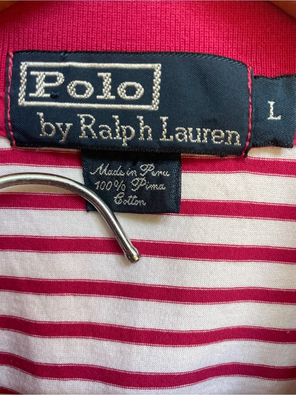 Polo by Ralph Lauren Pink/White Striped shirt w/ green embroidery Men’s Large